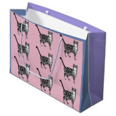 Cute Pink en Paarse Tabby Cat Cats Art Gift Bag Groot Cadeauzakje (Voorkant Gekanteld)