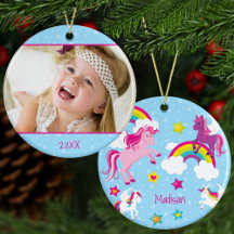 Cute Pink en Paarse Unicorns kerstfoto