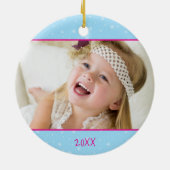 Cute Pink en Paarse Unicorns kerstfoto Keramisch Ornament (Achterkant)