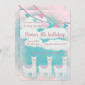 Cute Pink en Turquoise Llama (Voorkant / Achterkant)