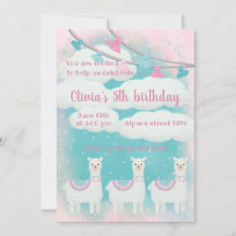 Cute Pink en Turquoise Llama