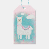 Cute Pink en Turquoise Llama Cadeaulabel (Voorkant)