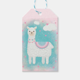 Cute Pink en Turquoise Llama Cadeaulabel