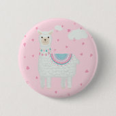 Cute Pink en Turquoise Llama Ronde Button 5,7 Cm (Voorkant)