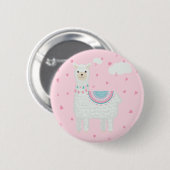 Cute Pink en Turquoise Llama Ronde Button 5,7 Cm (Voorkant /achterkant)