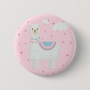 Cute Pink en Turquoise Llama Ronde Button 5,7 Cm