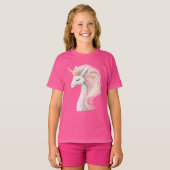 Cute Pink en White Unicorn T-shirt (Voorkant volledig)