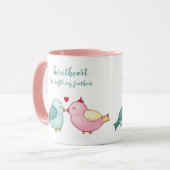 Cute Pink en White Valentijnsdag Tortelduifjes Mok (Voorkant links)