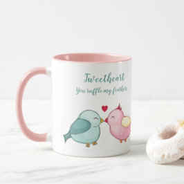 Cute Pink en White Valentijnsdag Tortelduifjes Mok
