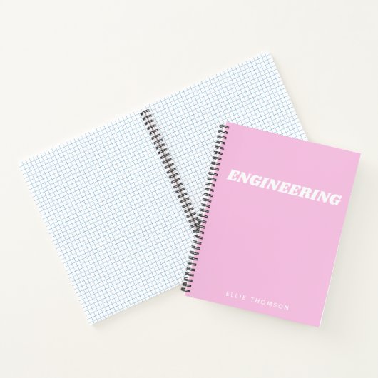 Cute Pink Engineering Grafiek Monogram Naam Notitieboek (Binnen)