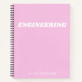 Cute Pink Engineering Grafiek Monogram Naam Notitieboek (Voorkant)
