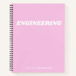 Cute Pink Engineering Grafiek Monogram Naam Notitieboek