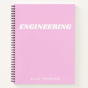 Cute Pink Engineering Grafiek Monogram Naam Notitieboek