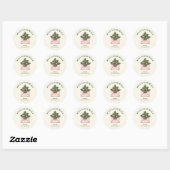 Cute Pink Envelope Holly Greenery Mele Kalikimaka  Ronde Sticker (Vel)