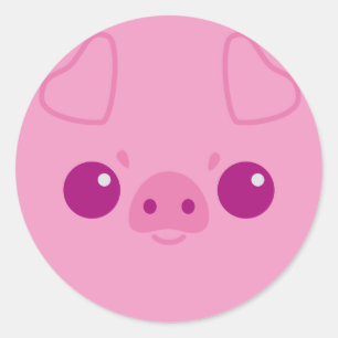 Cute Pink Face Ronde Sticker