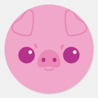 Cute Pink Face Ronde Sticker
