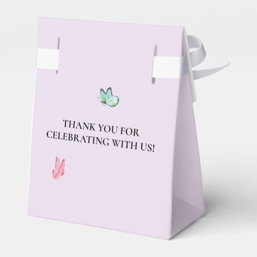 Cute Pink fairy Coquette primer cumpleaños Bedankdoosjes (Achterkant)