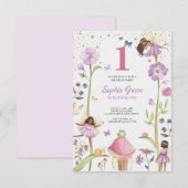 Cute Pink fairy Coquette primer cumpleaños Kaart (Voorkant / Achterkant)