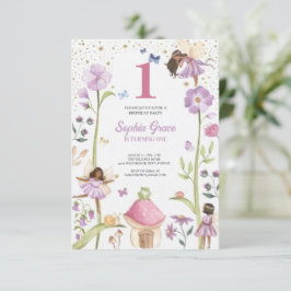 Cute Pink fairy Coquette primer cumpleaños Kaart