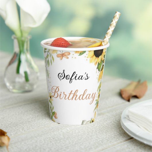 Cute Pink fairy Coquette primer cumpleaños Papieren Bekers (Insitu)