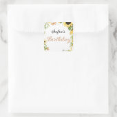 Cute Pink fairy Coquette primer cumpleaños Vierkante Sticker (Tas)