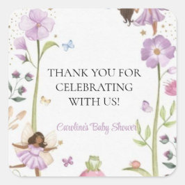 Cute Pink fairy Coquette primer cumpleaños Vierkante Sticker