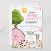 Cute pink farm barnyard invitation kaart (Voorkant)