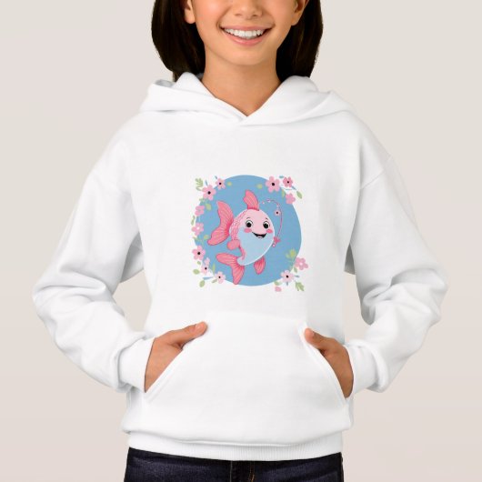 Cute Pink Fish – Kids’ Hoodie (Voorkant)