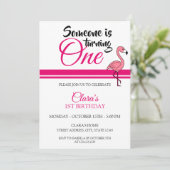 Cute Pink Flamingo 1st Birthday Kaart (Staand voorkant)