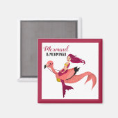 Cute Pink Flamingo and Mermaid Best Friend Magneet (Voorkant / Achterkant)