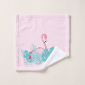 Cute Pink Flamingo and Tropical Planten Pattern Bad Handdoek (Wasdoekje)
