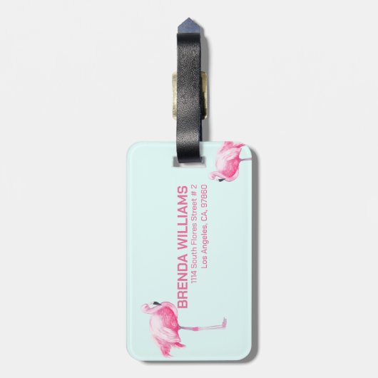 Cute Pink Flamingo Bagagelabel (Achterkant verticaal)