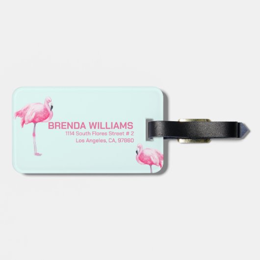 Cute Pink Flamingo Bagagelabel (Achterkant horizontaal)