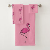 Cute Pink Flamingo Bath Towells Set Gift Bad Handdoek (Insitu)