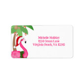 Cute Pink Flamingo Beach Kerstfeestdag Adressen Etiket (Voorkant)