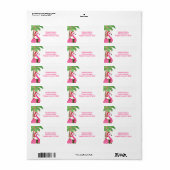 Cute Pink Flamingo Beach Kerstfeestdag Adressen Etiket (Full Sheet)