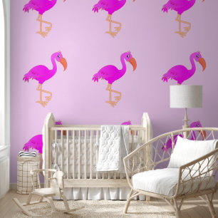 Cute Pink Flamingo Behang