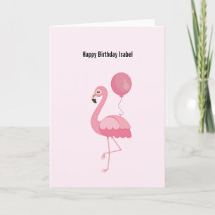 Cute Pink Flamingo Birthday Card Kaart