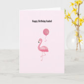 Cute Pink Flamingo Birthday Card Kaart (Gele Bloem)