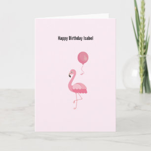 Cute Pink Flamingo Birthday Card Kaart