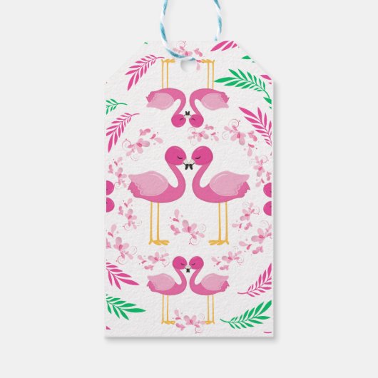 Cute Pink Flamingo Cadeaulabel (Achterkant)