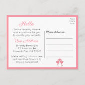 Cute Pink Flamingo Change of Address Tropical Love Briefkaart (Achterkant)