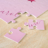 Cute Pink Flamingo Crown Stars Kinder Girls Name Legpuzzel (Zijkant)