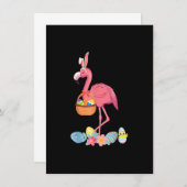 Cute Pink Flamingo Easter Eggs Basket, Funny Flami Kaart (Voorkant / Achterkant)