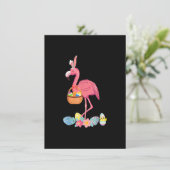 Cute Pink Flamingo Easter Eggs Basket, Funny Flami Kaart (Staand voorkant)
