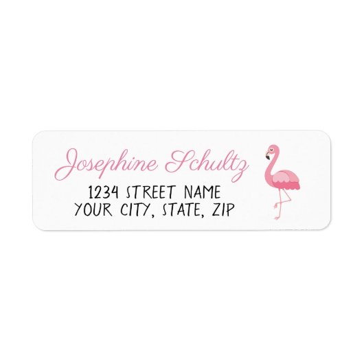 Cute Pink Flamingo Etiket (Voorkant)