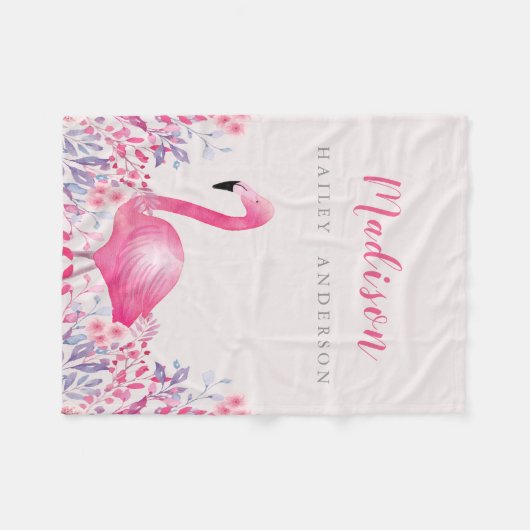 Cute Pink Flamingo Fleece Blanket (Voorkant (Horizontaal))