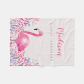 Cute Pink Flamingo Fleece Blanket Deken (Voorkant (Horizontaal))