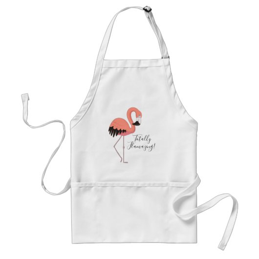 Cute Pink Flamingo Funny Script Volledig ontvlamme Standaard Schort (Voorkant)