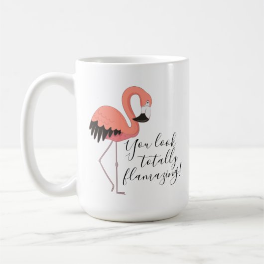 Cute Pink Flamingo Funny Volledig ontvlammende tek Koffiemok (Links)